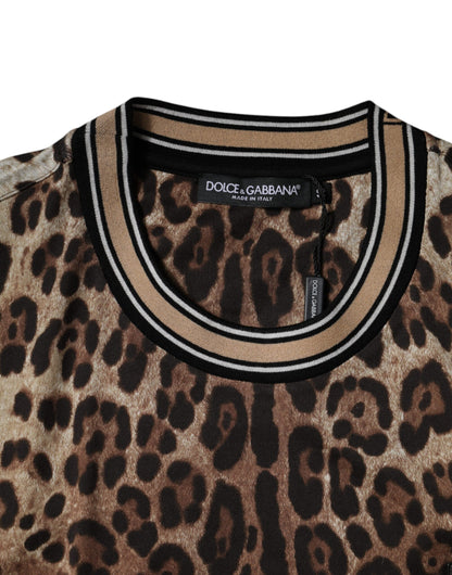 Dolce & Gabbana Brown Leopard Crew Neck Short Sleeve T-shirt