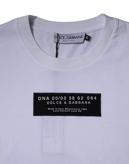 Dolce & Gabbana White Logo Print Cotton Crew Neck T-shirt