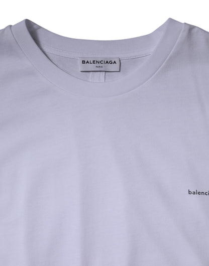 Balenciaga White Logo Cotton Crew Neck Short Sleeves T-shirt