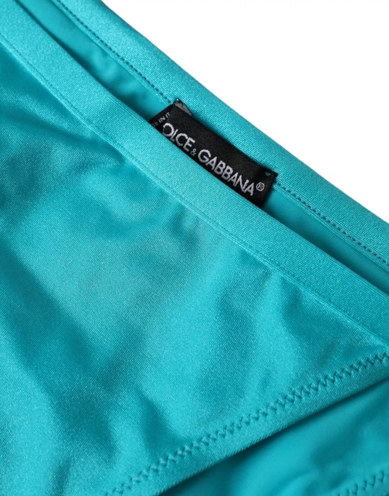 Dolce &amp; Gabbana Blu Verde Nylon Beachwear Costume da bagno Slip Bikini