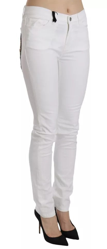 Dolce & Gabbana White Crystal Embellished Skinny Jeans