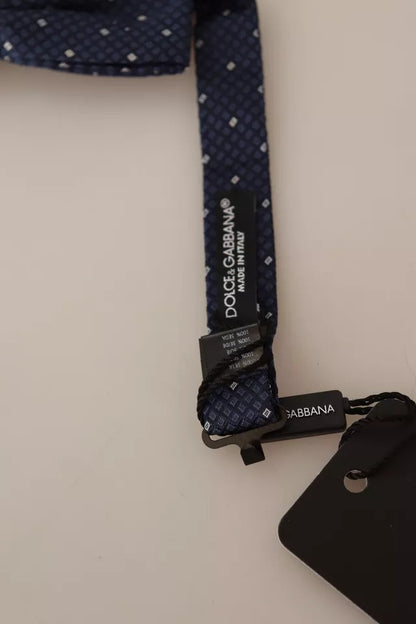 Dolce &amp; Gabbana Papillon Regolabile in Seta con Motivo Blu Uomo