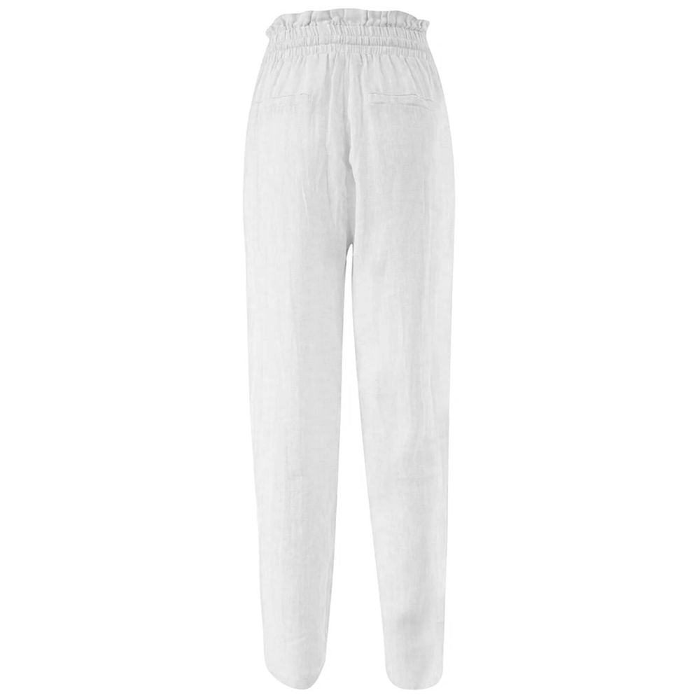 Yes Zee White Linen Jeans & Pant