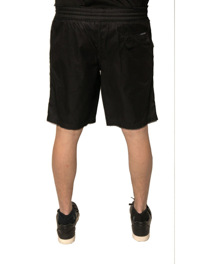 Dolce &amp; Gabbana Pantaloncini in jersey di poliestere nero a vita media