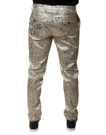 Pantaloni da uomo Dolce &amp; Gabbana in jacquard floreale dorato