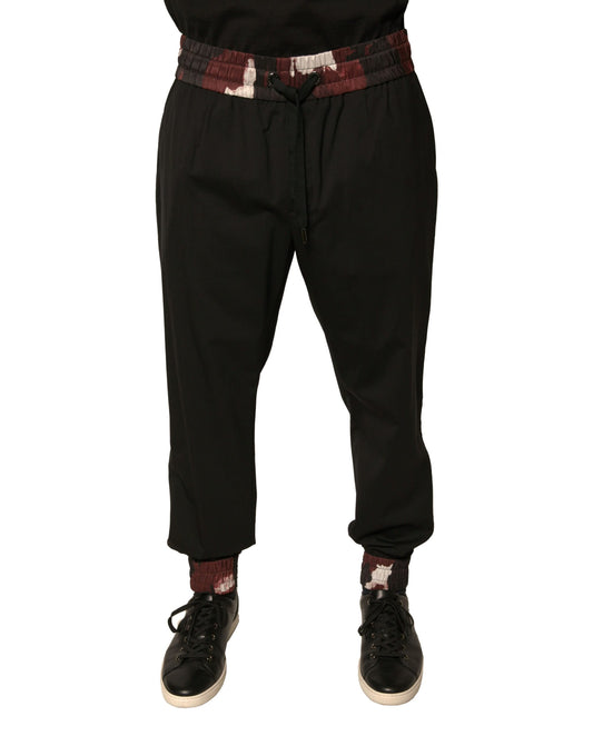 Pantaloni della tuta da jogging in lana mimetica nera Dolce &amp; Gabbana