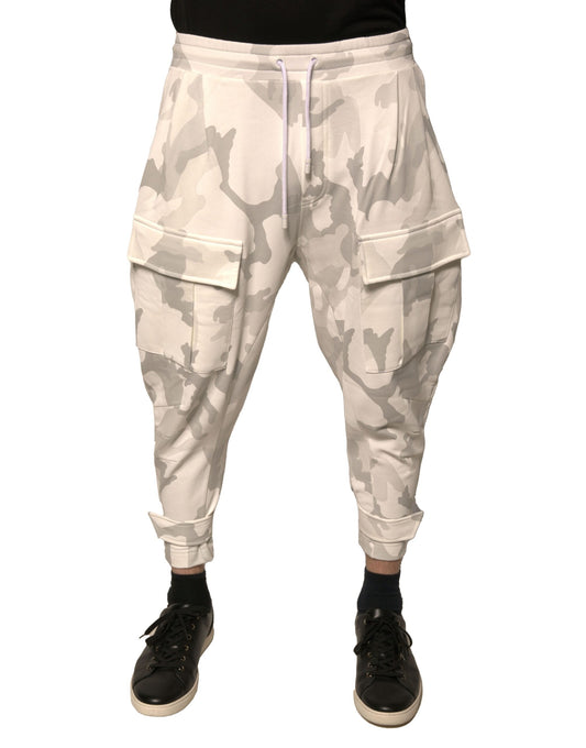 Pantaloni cargo da jogging mimetici bianchi Dolce &amp; Gabbana