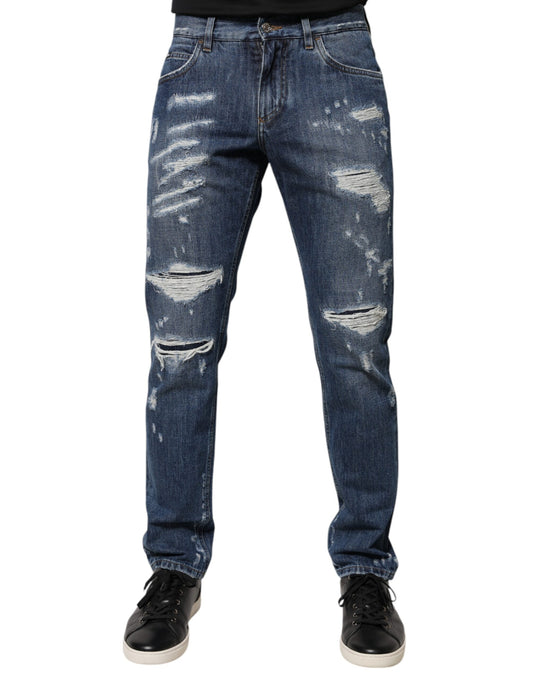 Jeans aderenti in cotone blu Dolce &amp; Gabbana