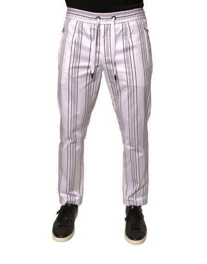 Dolce &amp; Gabbana Pantaloni skinny in cotone a righe bianche