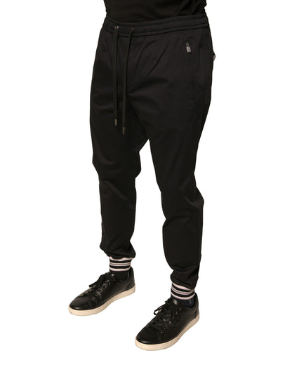 Pantaloni della tuta da jogging in cotone elasticizzato nero Dolce &amp; Gabbana