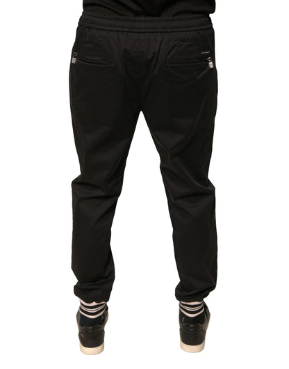 Pantaloni della tuta da jogging in cotone elasticizzato nero Dolce &amp; Gabbana