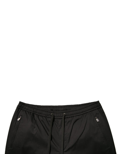 Pantaloni della tuta da jogging in cotone elasticizzato nero Dolce &amp; Gabbana
