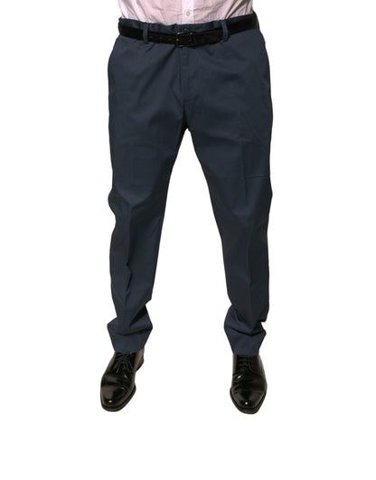 Pantaloni eleganti da uomo in cotone elasticizzato blu scuro Dolce &amp; Gabbana