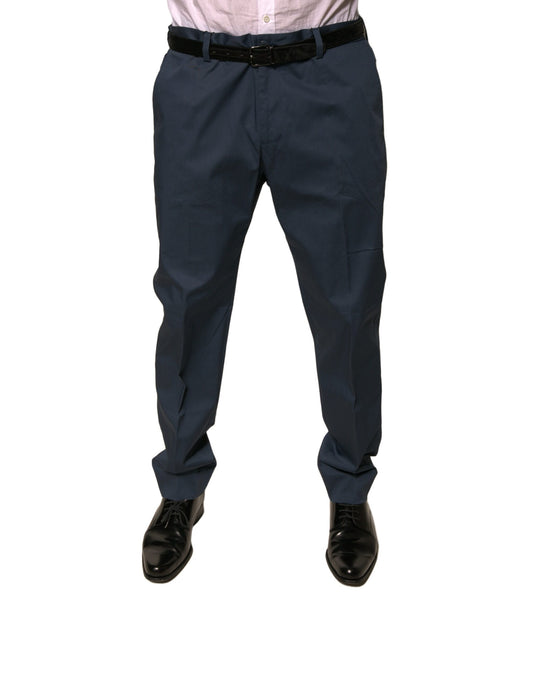 Pantaloni eleganti da uomo in cotone elasticizzato blu scuro Dolce &amp; Gabbana