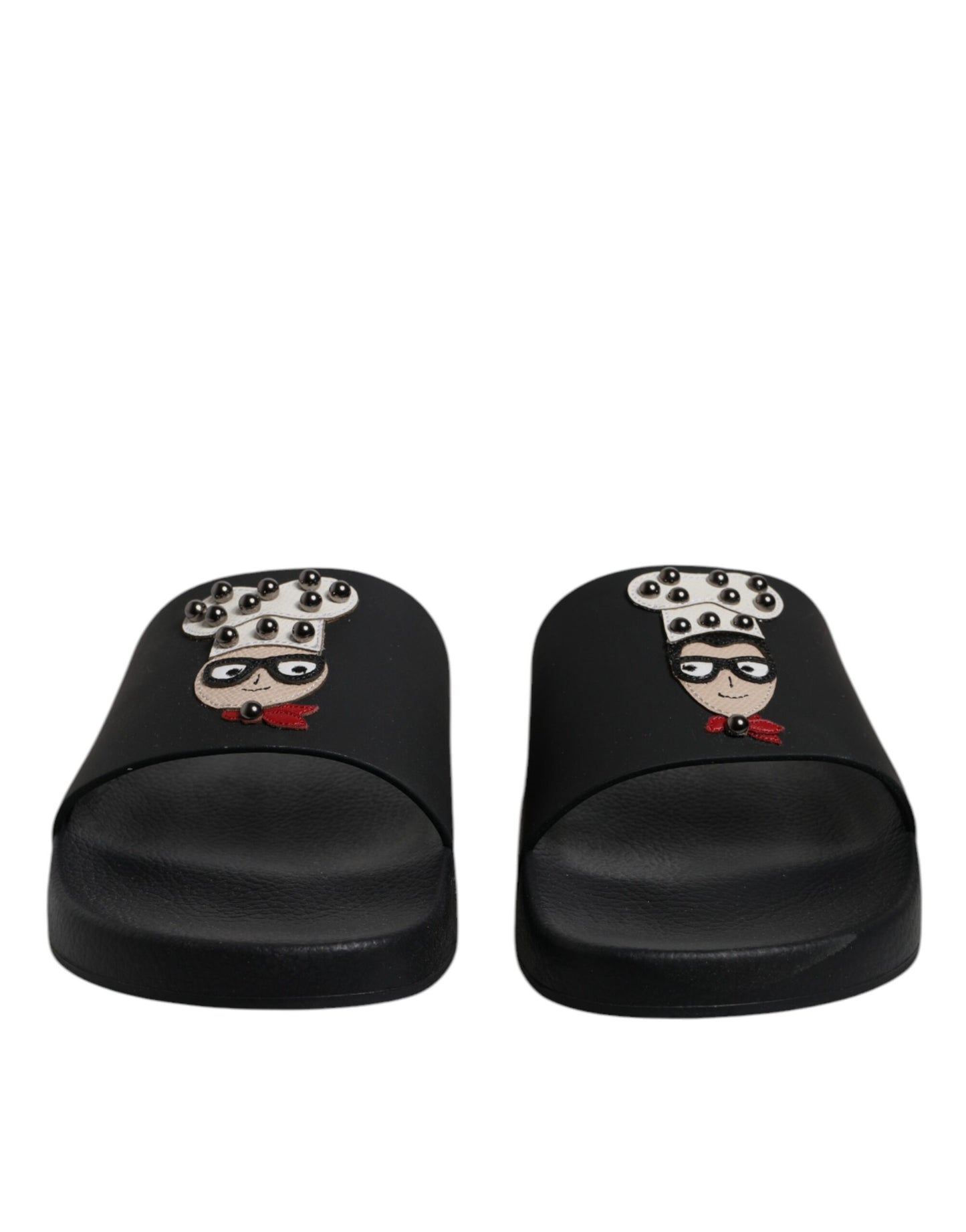 Sandali in pelle nera Dolce &amp; Gabbana Scarpe da spiaggia