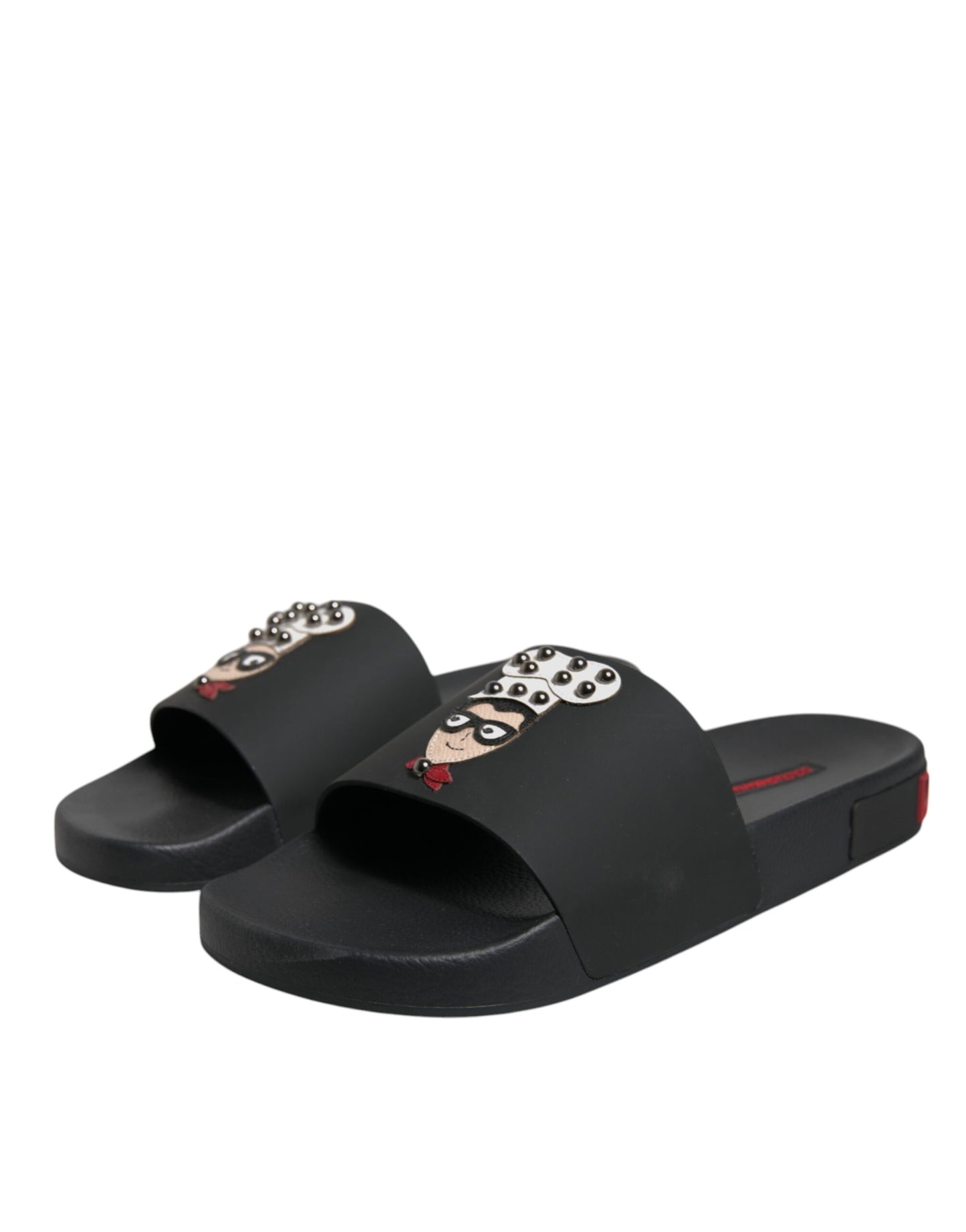Sandali in pelle nera Dolce &amp; Gabbana Scarpe da spiaggia