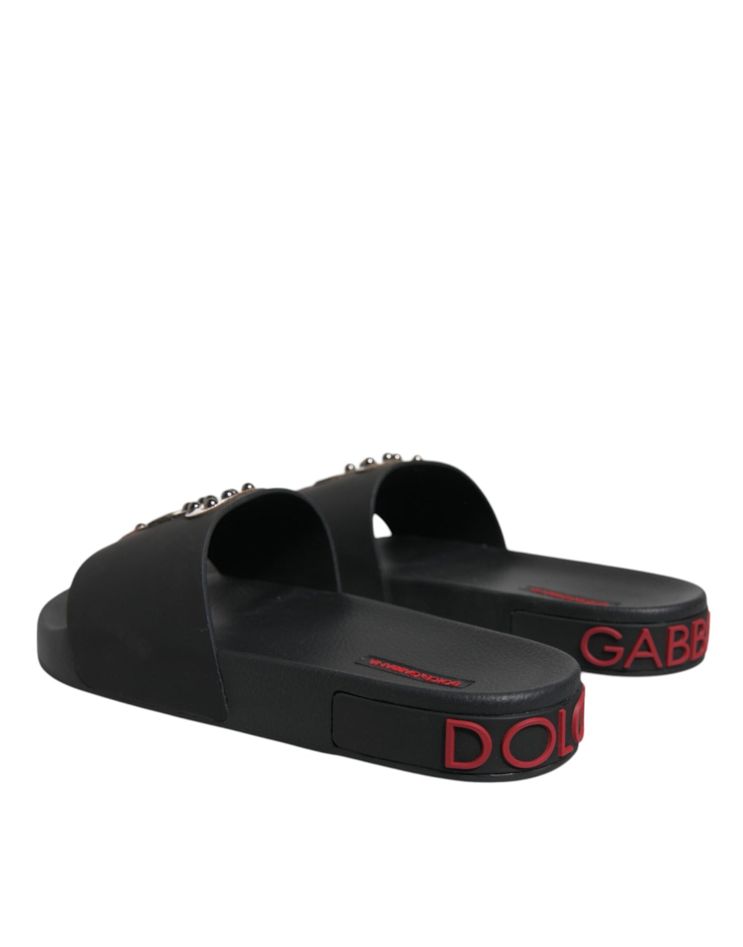 Sandali in pelle nera Dolce &amp; Gabbana Scarpe da spiaggia