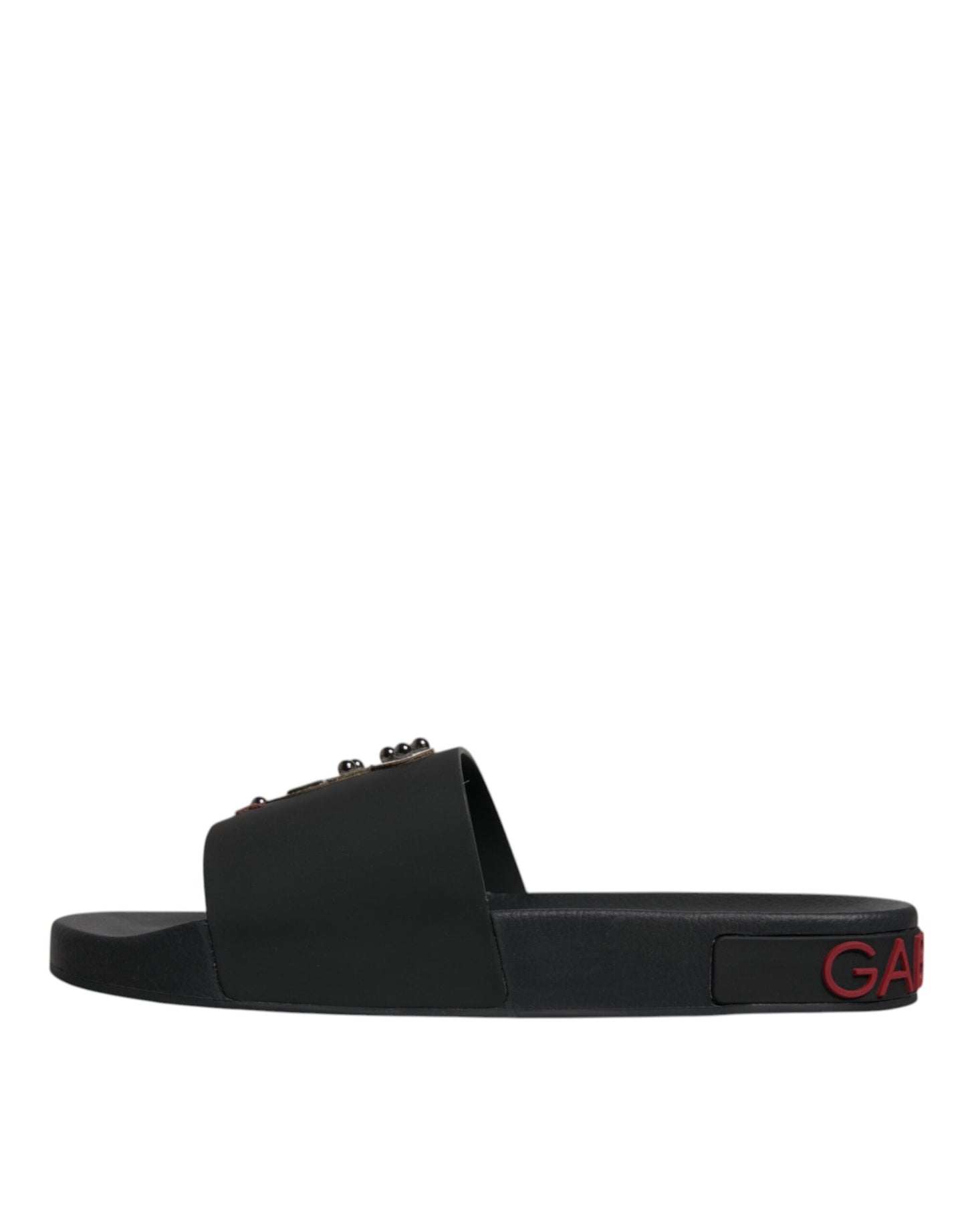 Sandali in pelle nera Dolce &amp; Gabbana Scarpe da spiaggia