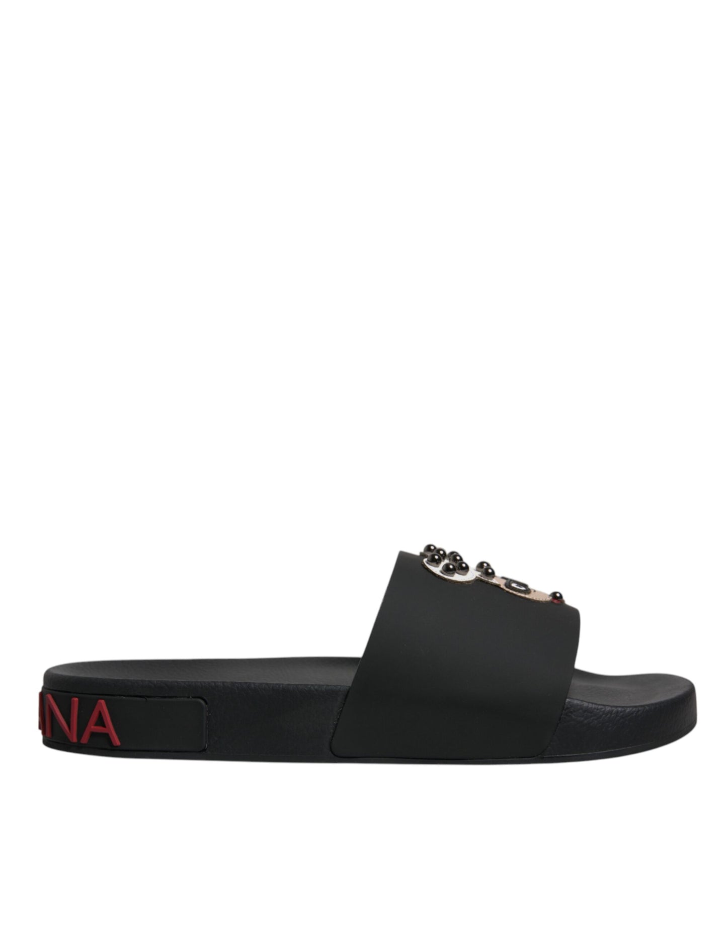 Sandali in pelle nera Dolce &amp; Gabbana Scarpe da spiaggia