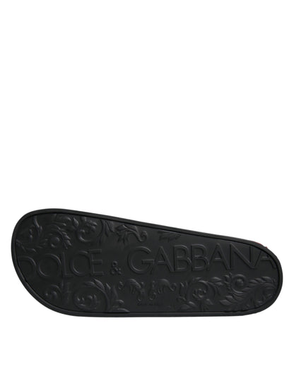 Sandali in pelle nera Dolce &amp; Gabbana Scarpe da spiaggia