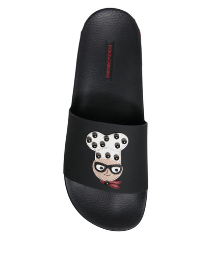 Sandali in pelle nera Dolce &amp; Gabbana Scarpe da spiaggia