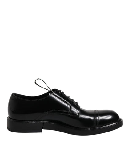 Scarpe eleganti da sera stringate in pelle verniciata nera Dolce &amp; Gabbana