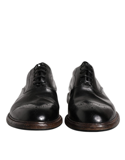 Dolce &amp; Gabbana Scarpe Derby Formali Uomo in Pelle Nera con Lacci
