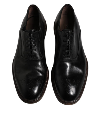Dolce &amp; Gabbana Scarpe Derby Formali Uomo in Pelle Nera con Lacci