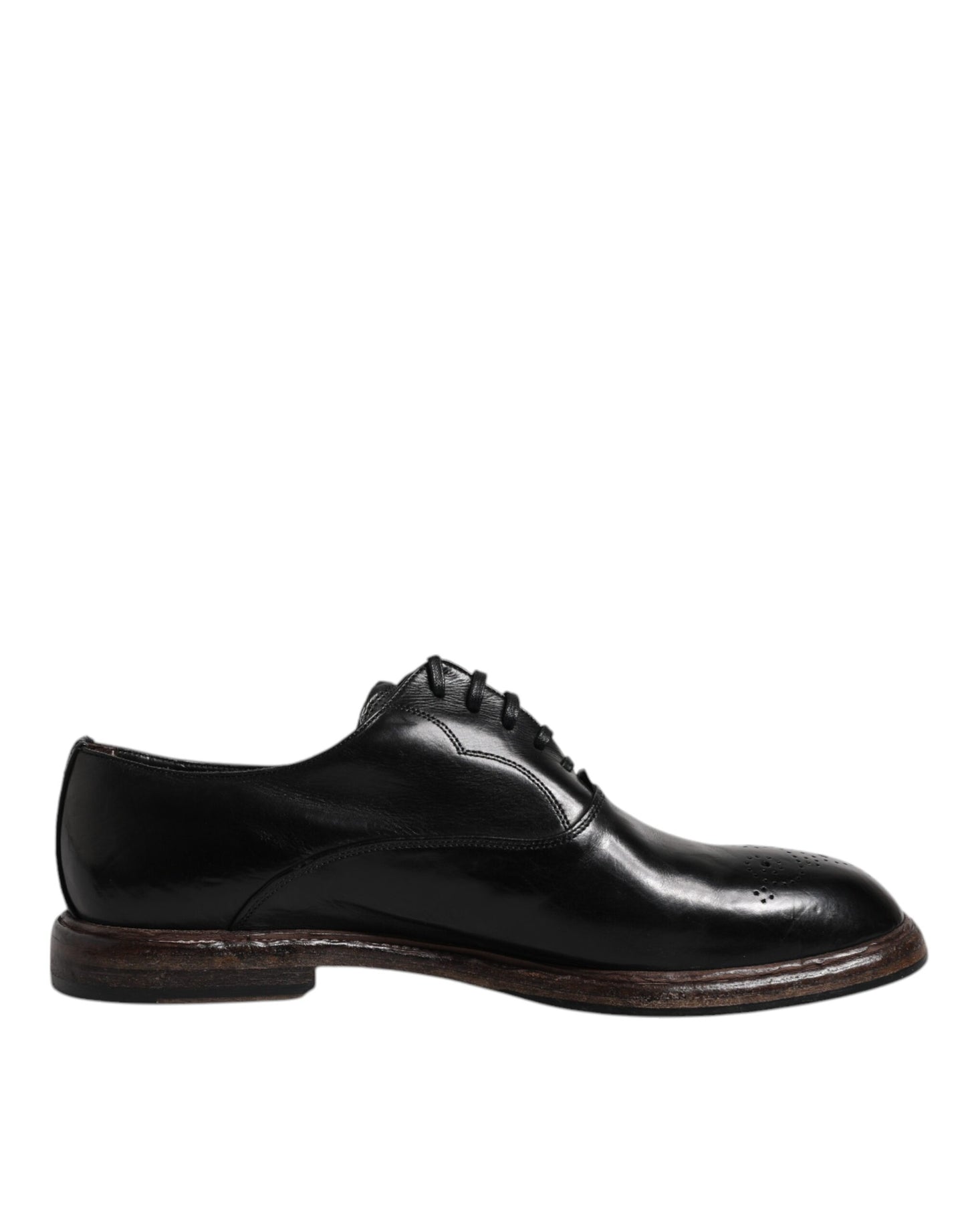 Dolce &amp; Gabbana Scarpe Derby Formali Uomo in Pelle Nera con Lacci