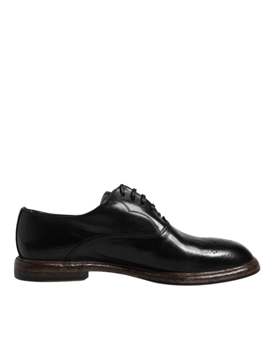 Dolce &amp; Gabbana Scarpe Derby Formali Uomo in Pelle Nera con Lacci
