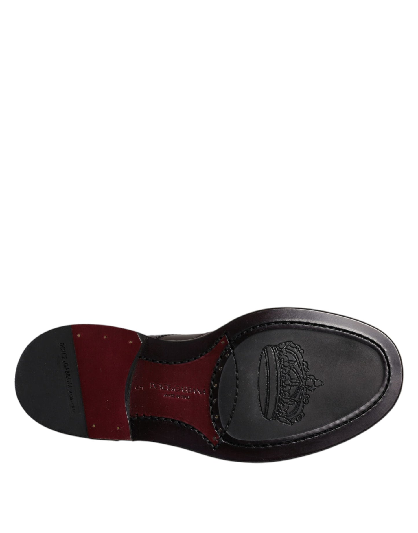 Dolce &amp; Gabbana Scarpe eleganti da sera in pelle marrone Derby con punta a coda di rondine e lacci