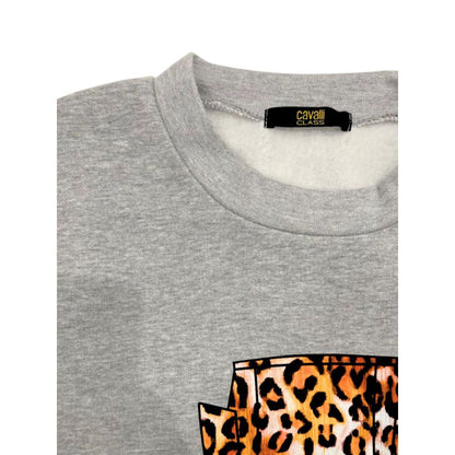 Felpa con cappuccio da donna in poliestere grigio Cavalli Class