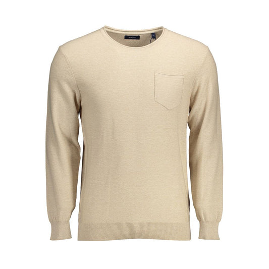 Gant Maglione Elegante Girocollo Beige con Ricamo