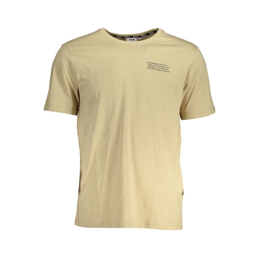 Fila Beige T-shirt girocollo in cotone con stampa del logo