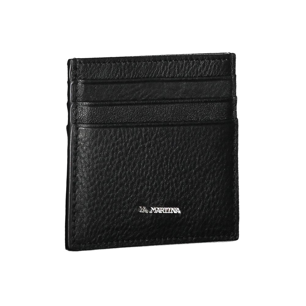 La Martina Black Leather Men Wallet