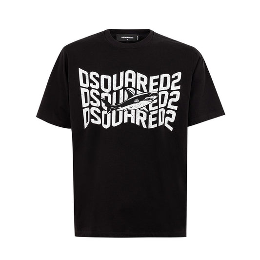 T-shirt nera in cotone Dsquared² da uomo