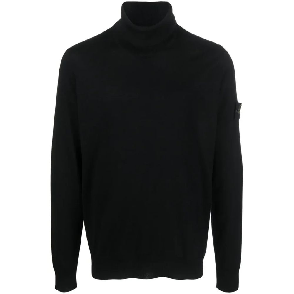 Stone Island Black Wool Men Sweater