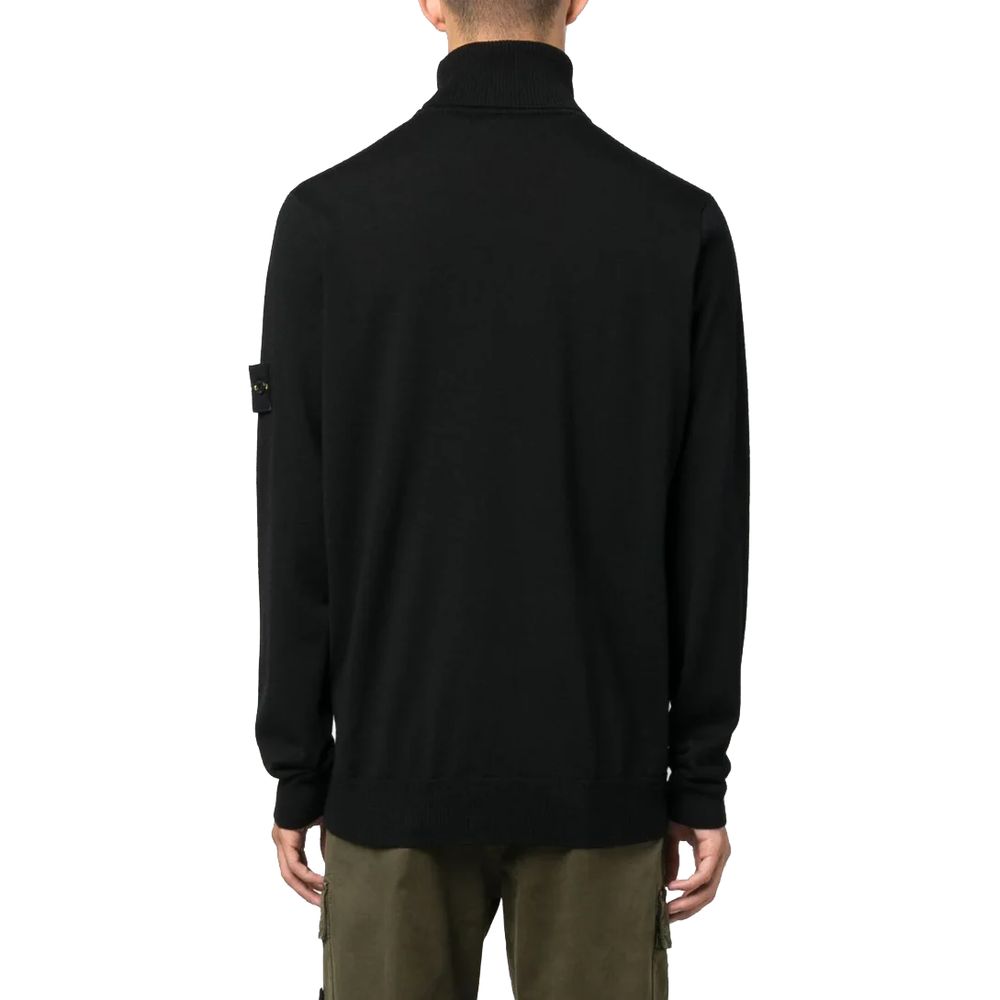 Stone Island Black Wool Men Sweater
