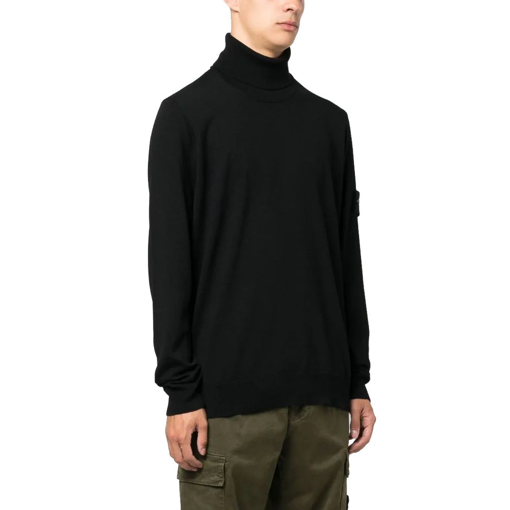 Stone Island Black Wool Men Sweater