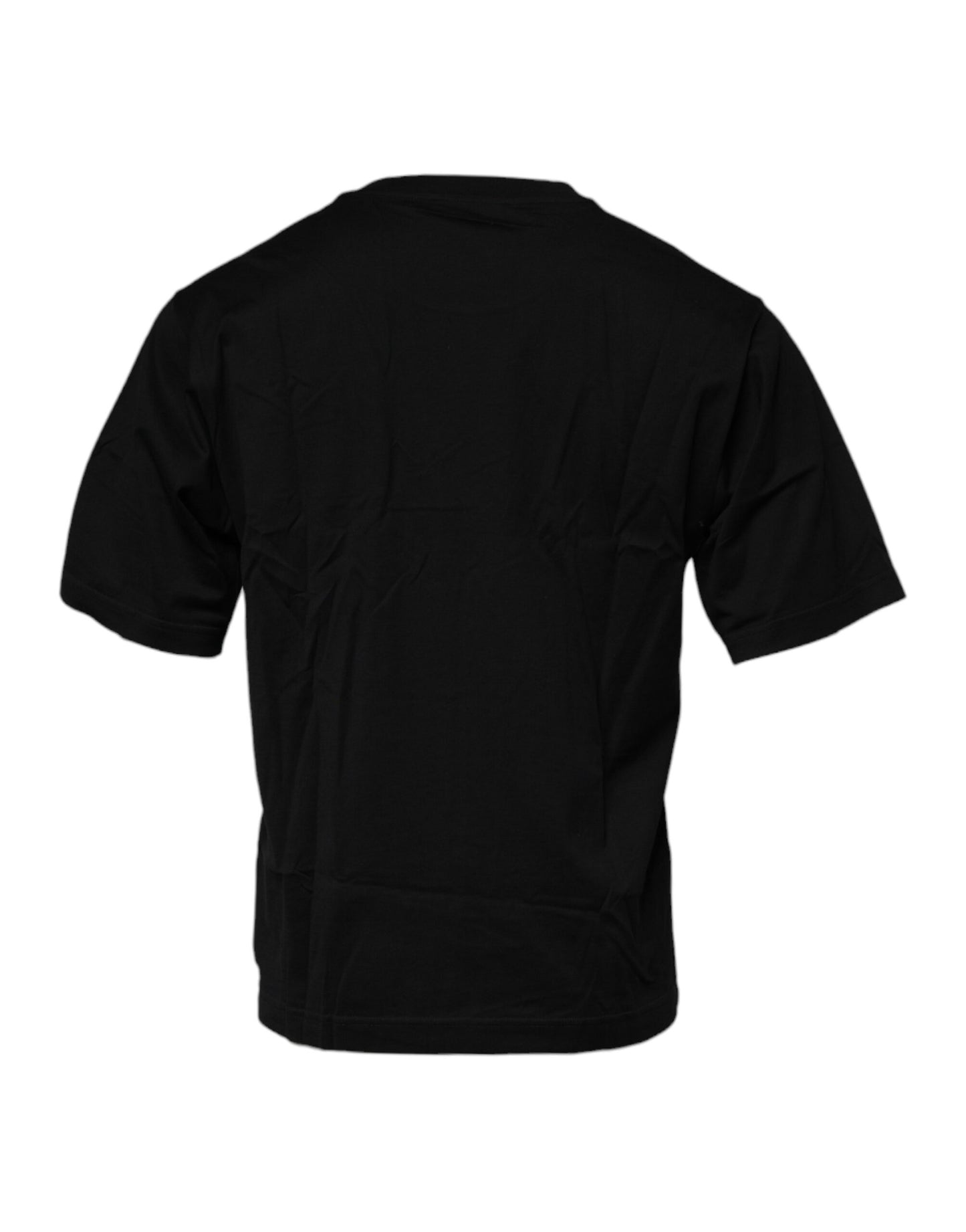 Dolce & Gabbana Black Logo Patch Cotton Crew Neck T-shirt