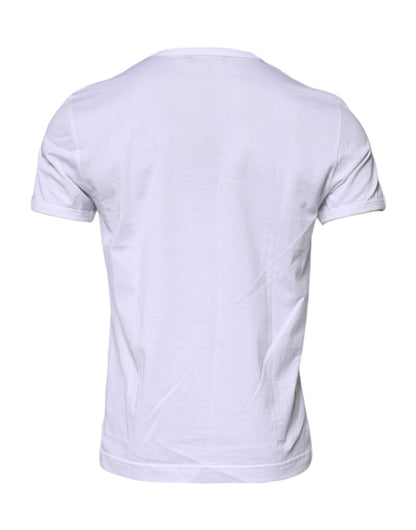 Dolce & Gabbana White Graphic Print Cotton Crew Neck T-shirt