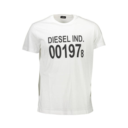 Maglietta girocollo in cotone bianco Diesel con logo stampato