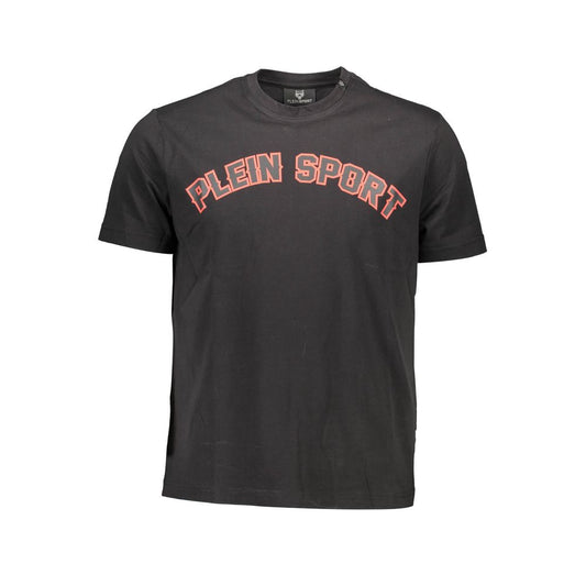 T-shirt Plein Sport elegante in cotone nero con stampe iconiche