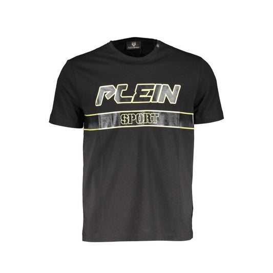 Plein Sport T-shirt girocollo in elegante cotone nero con stampa del logo