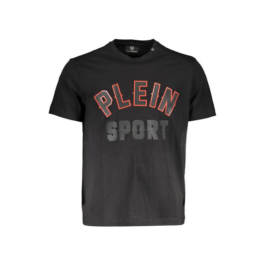 T-shirt nera atletica elevata di Plein Sport con stampa iconica