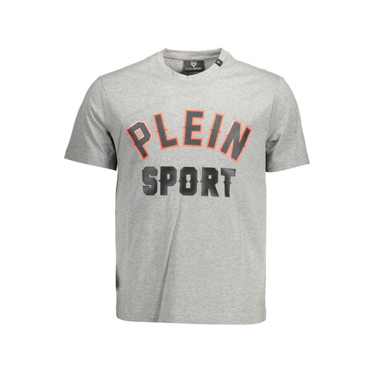 T-shirt Plein Sport in elegante cotone grigio con dettagli audaci