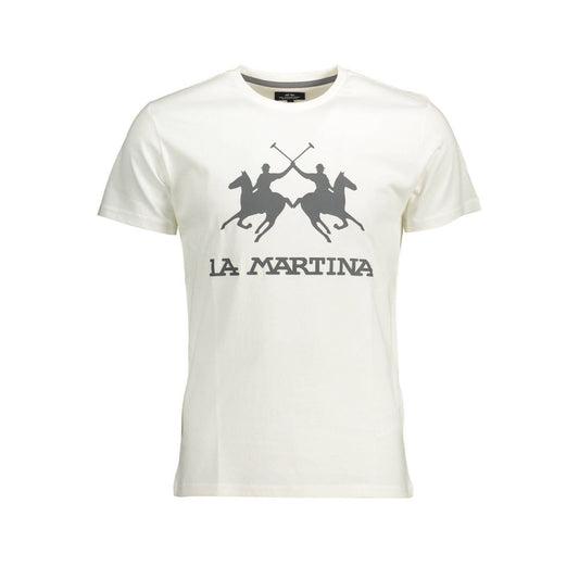 T-shirt girocollo in fresco cotone bianco La Martina