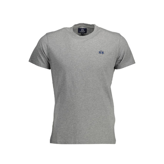 T-shirt in cotone grigio ricamato squisito La Martina