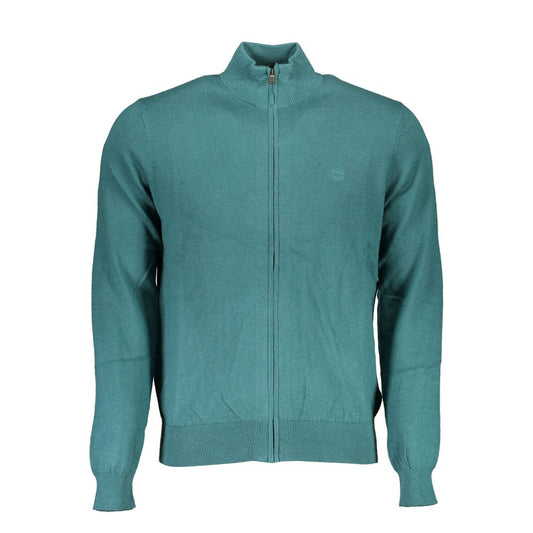 Cardigan con zip North Sails in misto lana verde con ricamo