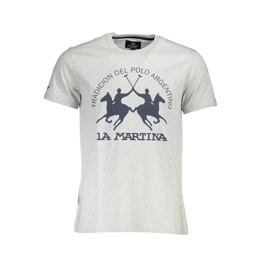 T-shirt girocollo grigia elegante La Martina con logo iconico